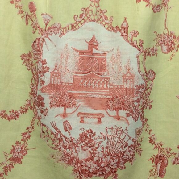 Silk Club Collection Pencil Skirt Womens Size 8 Cream Red Asian Print 100% Linen - Picture 3 of 5